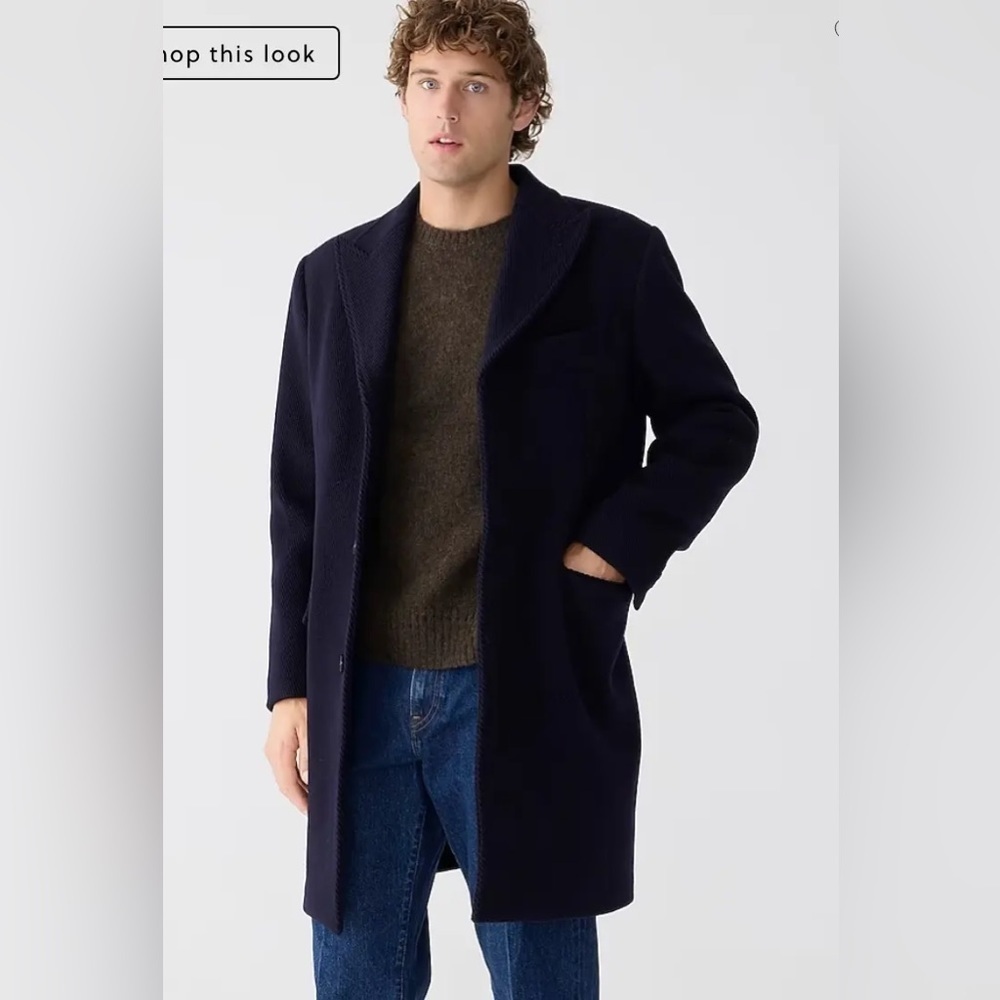 J.Crew Mens Ludlow Topcoat Heavyweight Wool Navy Size BS472